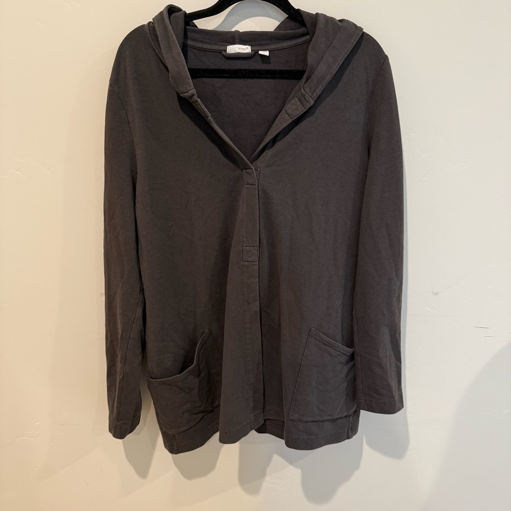 JJill PureJill Dark Gray Hooded Cardigan Pima Cotton Womens Large Casual Errands